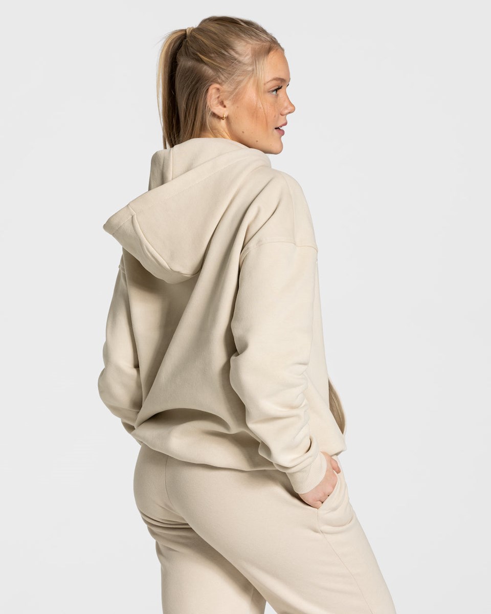 TEVEO College Oversized Hoodie Beige | 17842MTVQ