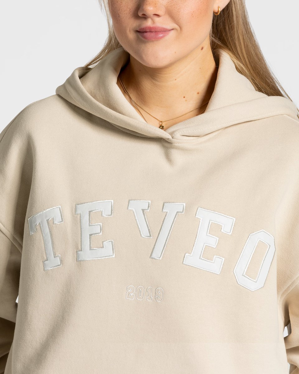 TEVEO College Oversized Hoodie Beige | 17842MTVQ