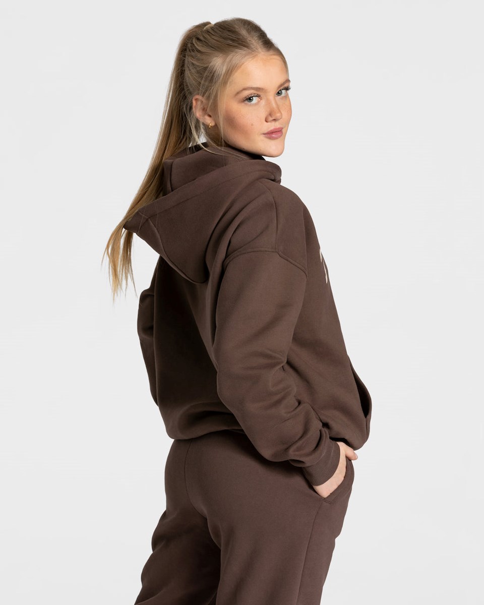 TEVEO College Oversized Hoodie Marron Foncé | 95318MSTX