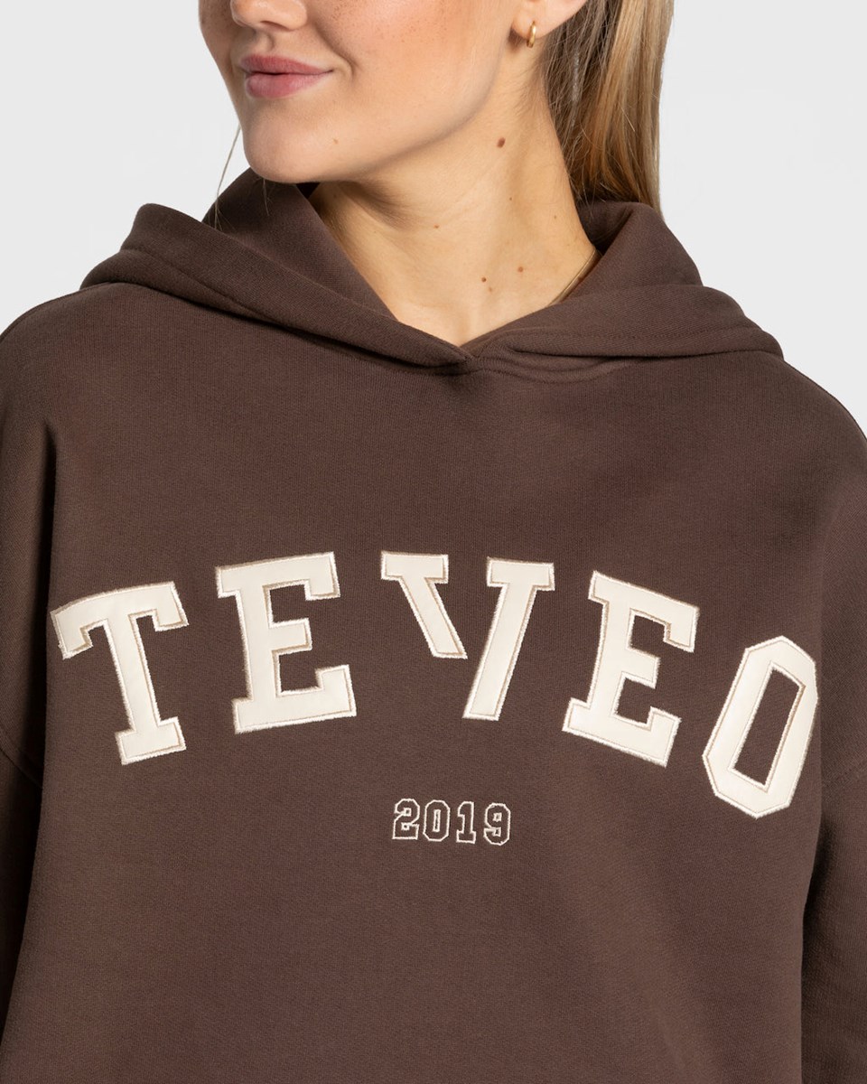 TEVEO College Oversized Hoodie Marron Foncé | 95318MSTX