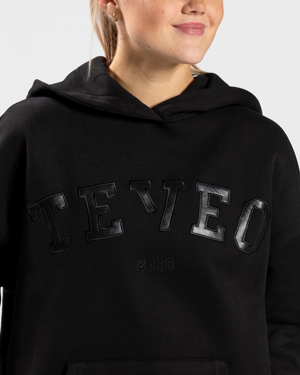 TEVEO College Oversized Hoodie Noir | 08146CKLA