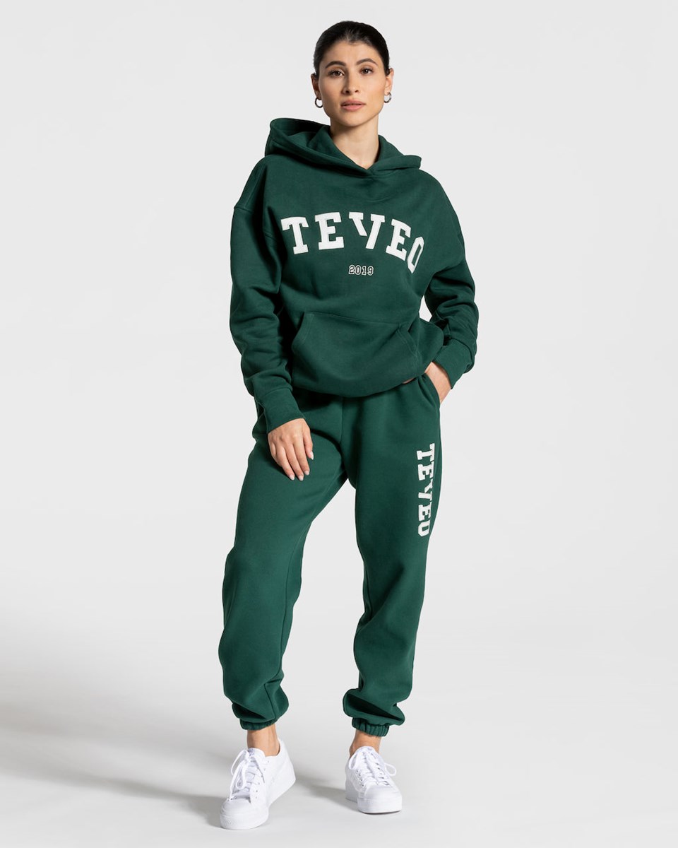 TEVEO College Oversized Hoodie Vert Foncé | 26034LDHU