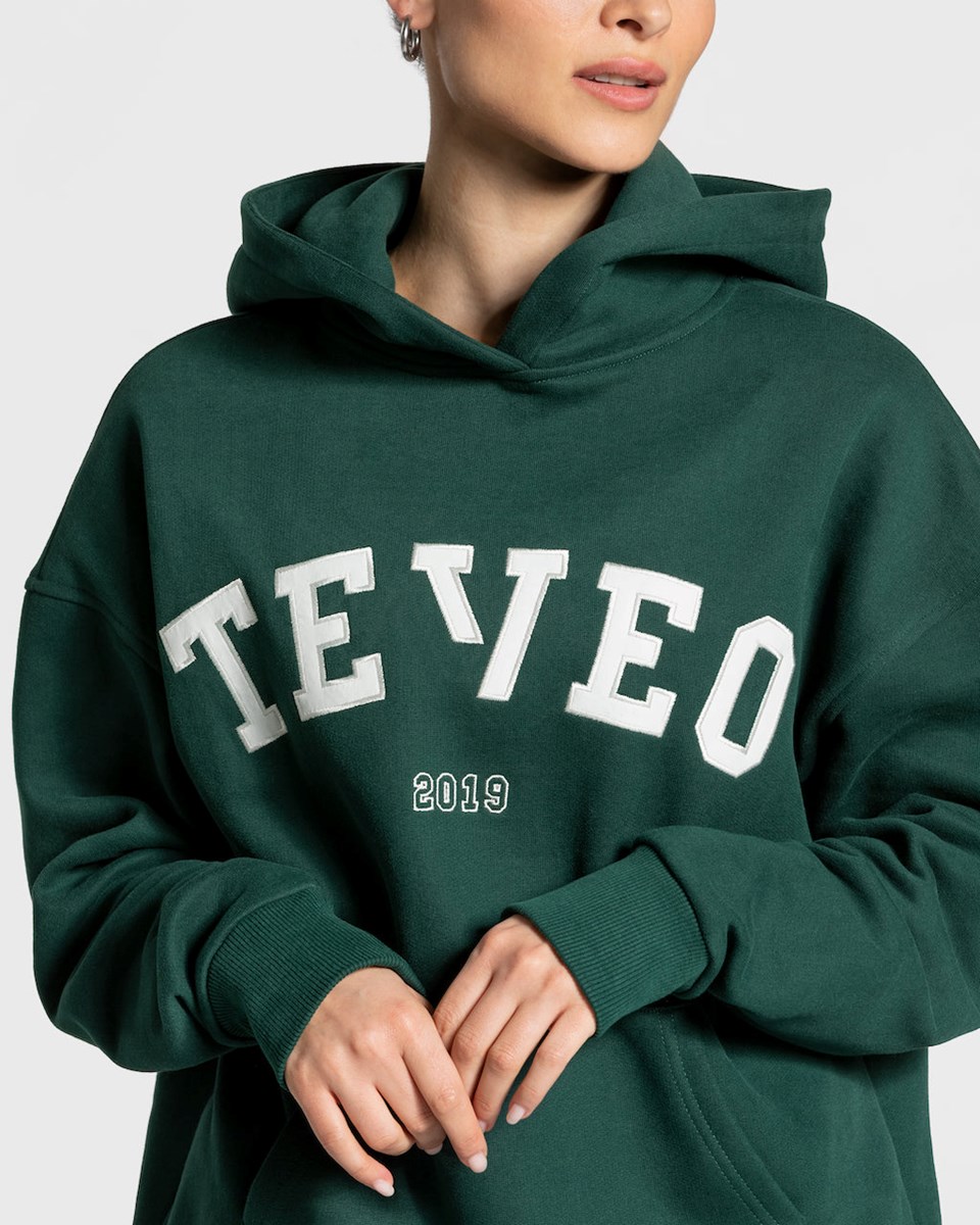 TEVEO College Oversized Hoodie Vert Foncé | 26034LDHU