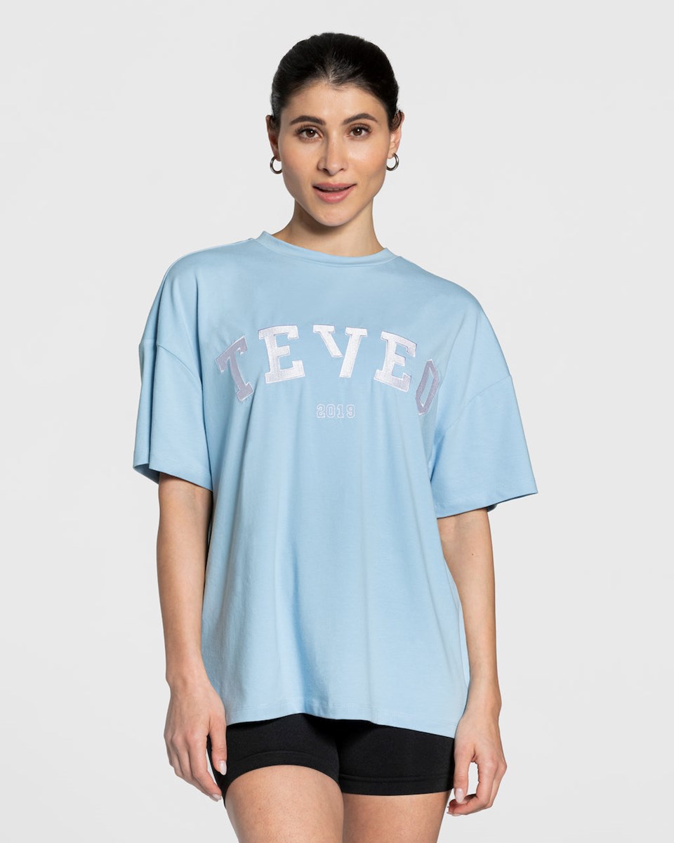 TEVEO College Oversized T-Shirt Bleu | 07631QDBI