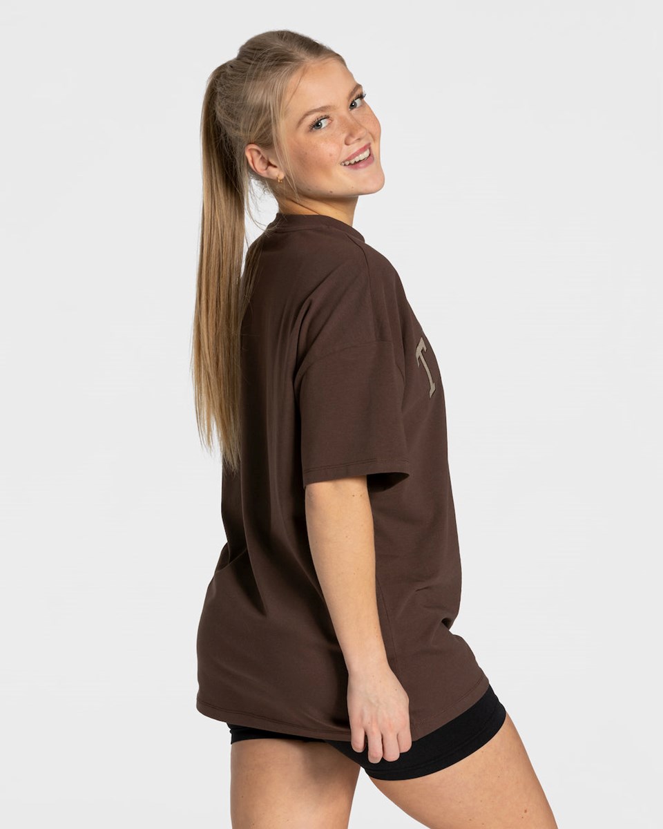 TEVEO College Oversized T-Shirt Marron Foncé | 45136WAYP