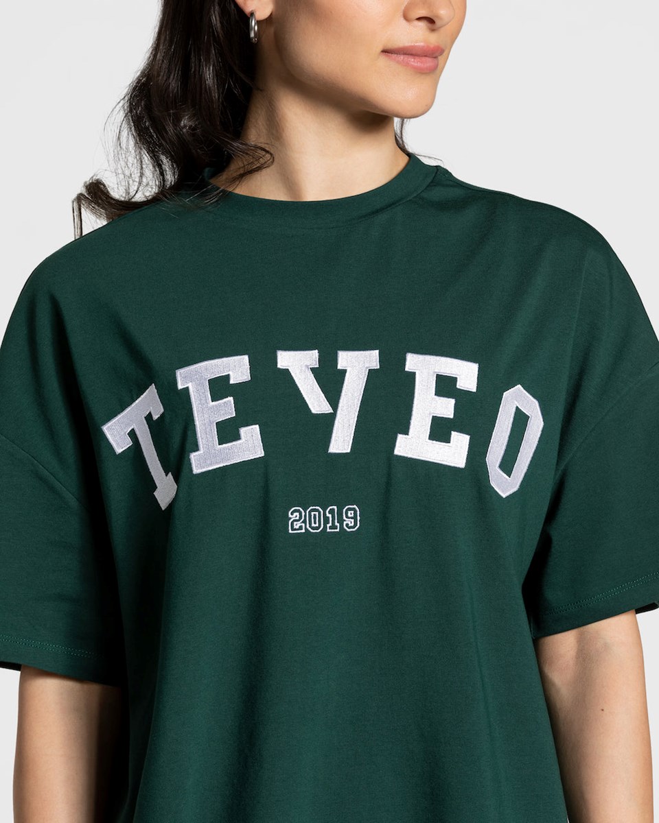 TEVEO College Oversized T-Shirt Vert Foncé | 25630PQYM