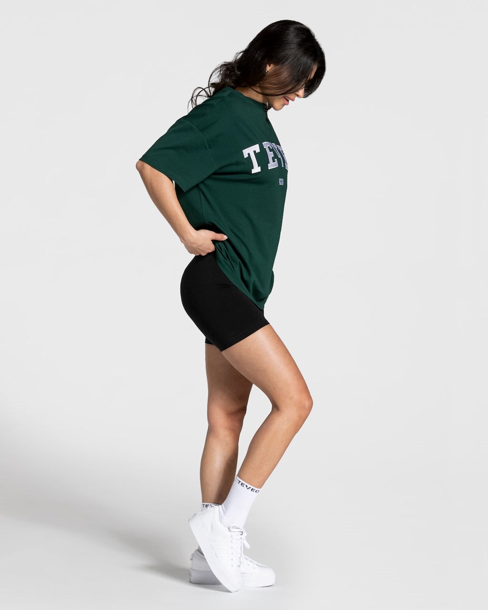 TEVEO College Oversized T-Shirt Vert Foncé | 25630PQYM