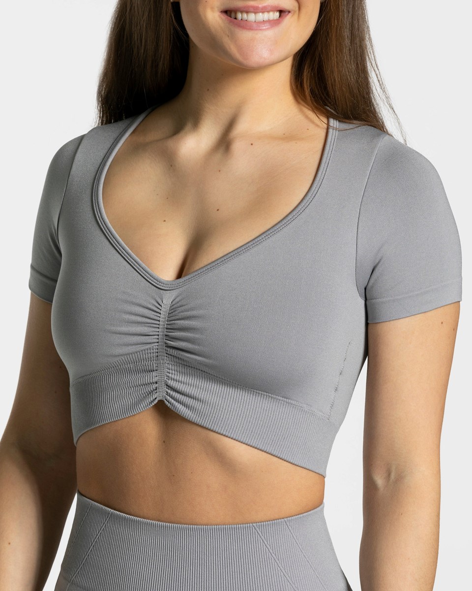 TEVEO Focus Crop Top Gray | 91438XZNW