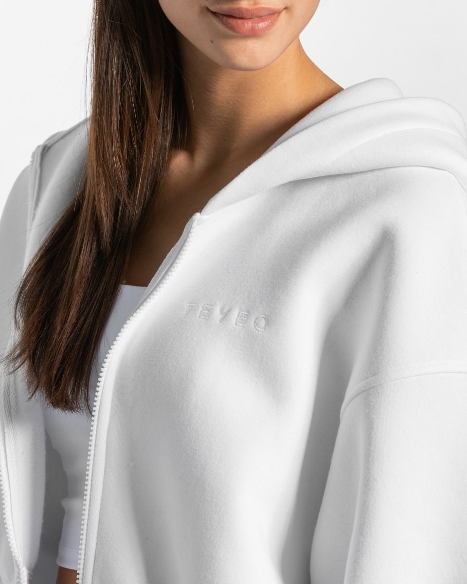 TEVEO Iconic Oversized Zip Hoodie Blanche | 25786IADF