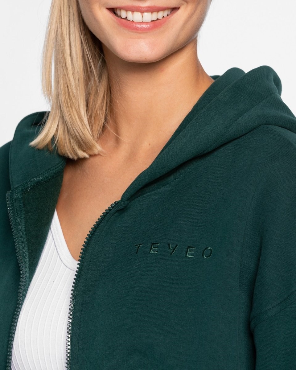 TEVEO Iconic Oversized Zip Hoodie Vert Foncé | 02638DEIQ