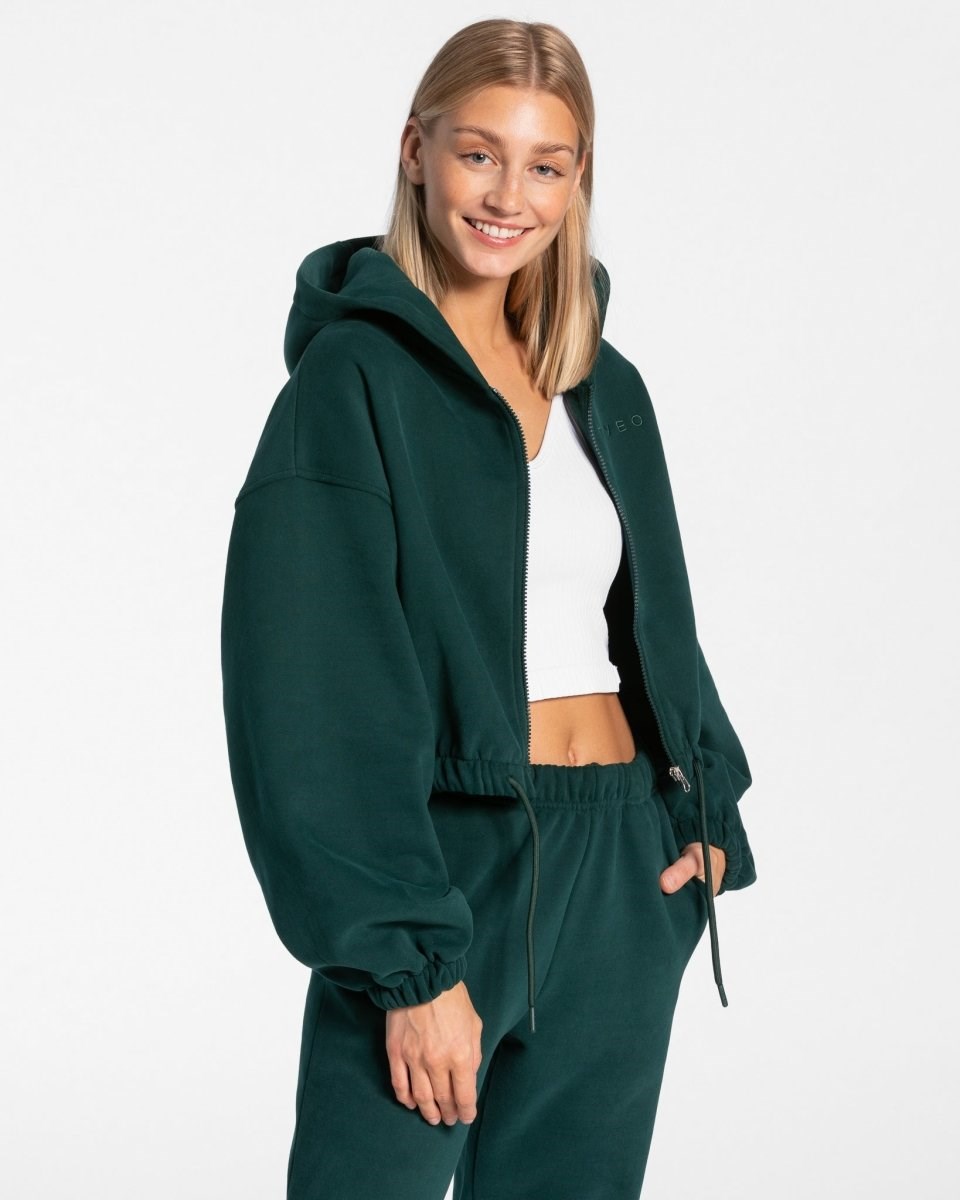 TEVEO Iconic Oversized Zip Hoodie Vert Foncé | 02638DEIQ