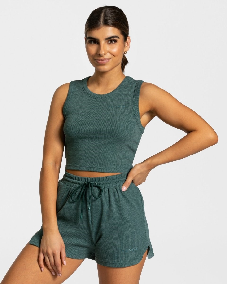 TEVEO Lounge Crop Top Vert Foncé | 18469BGLT