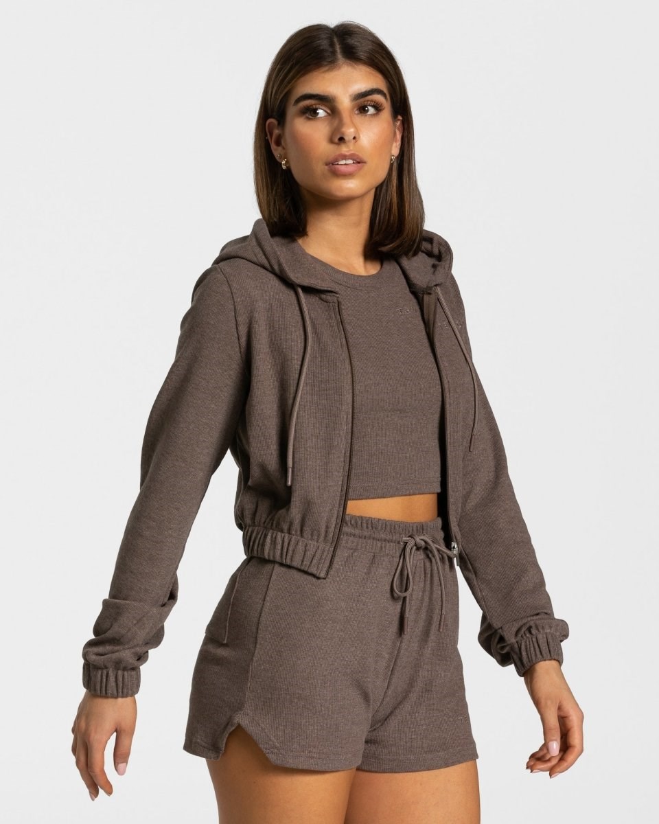 TEVEO Lounge Zip Hoodie Marron Foncé | 68437VWXG