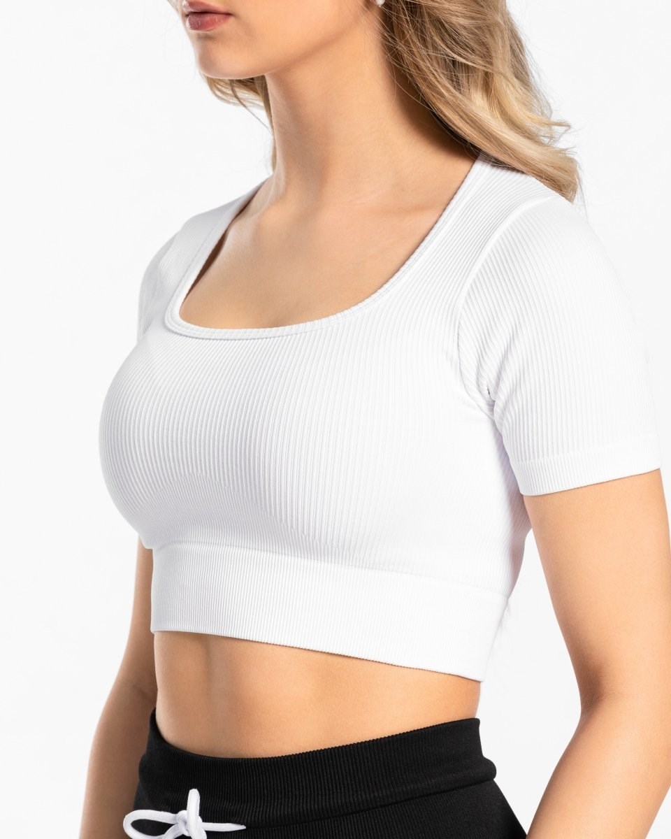 TEVEO Nervuré Crop Top Blanche | 76592CBLA