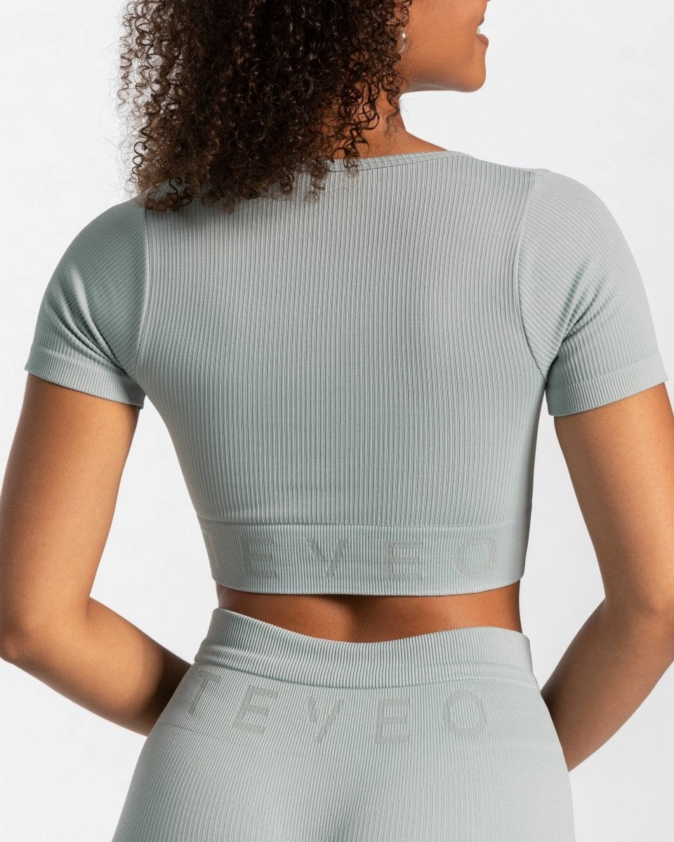 TEVEO Nervuré Crop Top Bleu | 83906DUAV