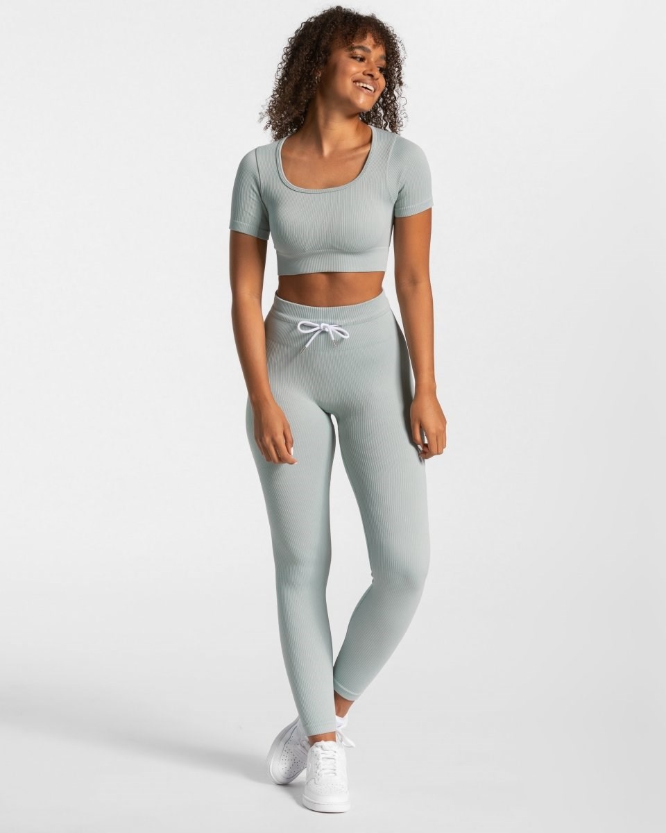 TEVEO Nervuré Crop Top Bleu | 83906DUAV