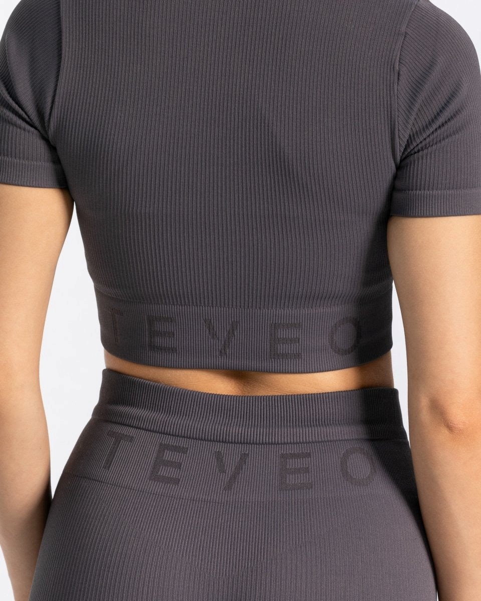 TEVEO Nervuré Crop Top Gray | 19847IPYU