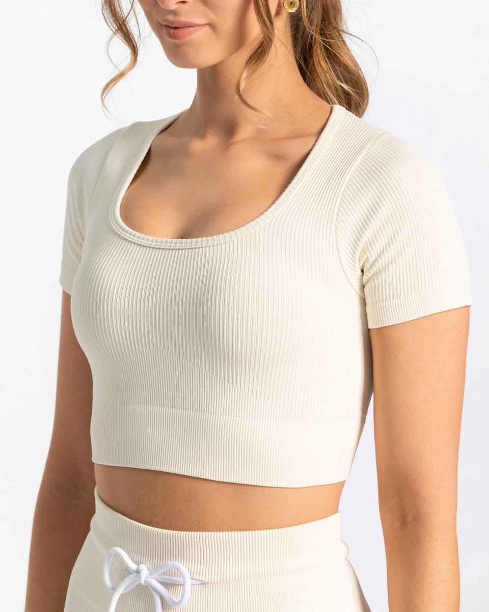 TEVEO Nervuré Crop Top Ivory | 27194HQDP