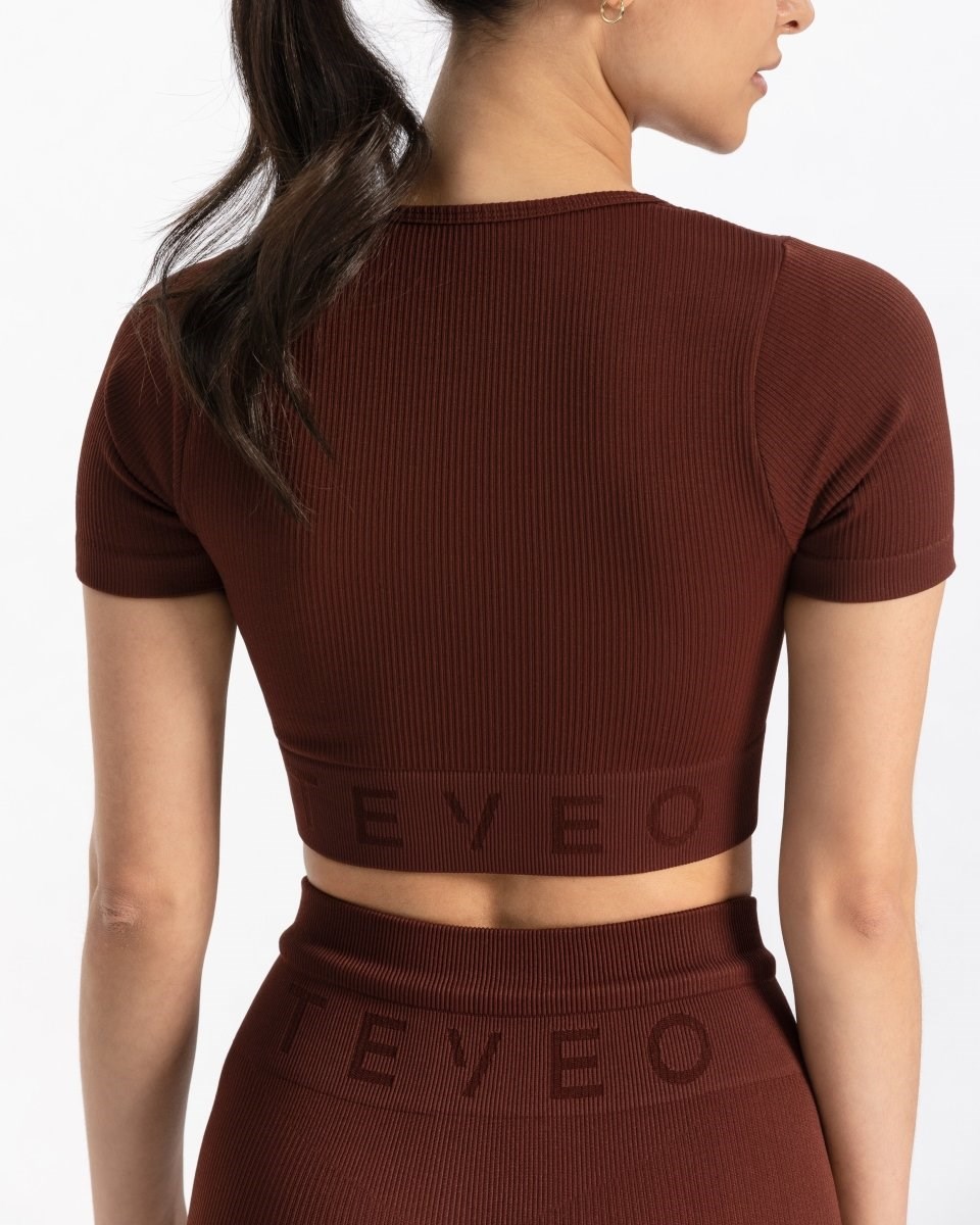 TEVEO Nervuré Crop Top Mahagoni | 49376EZOT