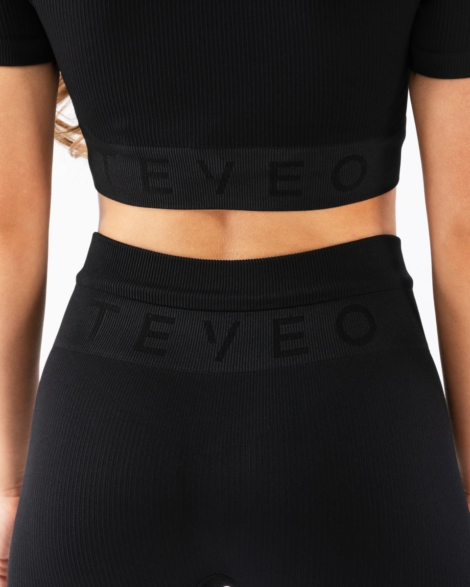 TEVEO Nervuré Crop Top Noir | 52983TSBX