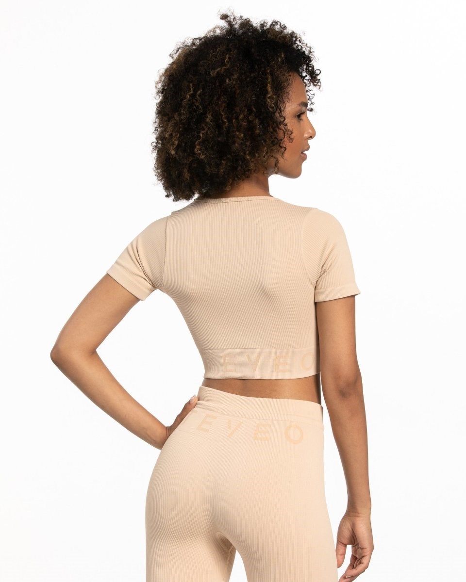 TEVEO Nervuré Crop Top Nude | 35906XCPH