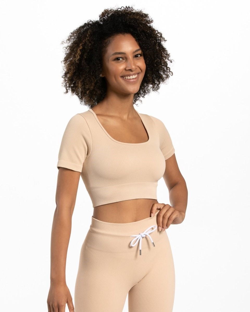 TEVEO Nervuré Crop Top Nude | 35906XCPH