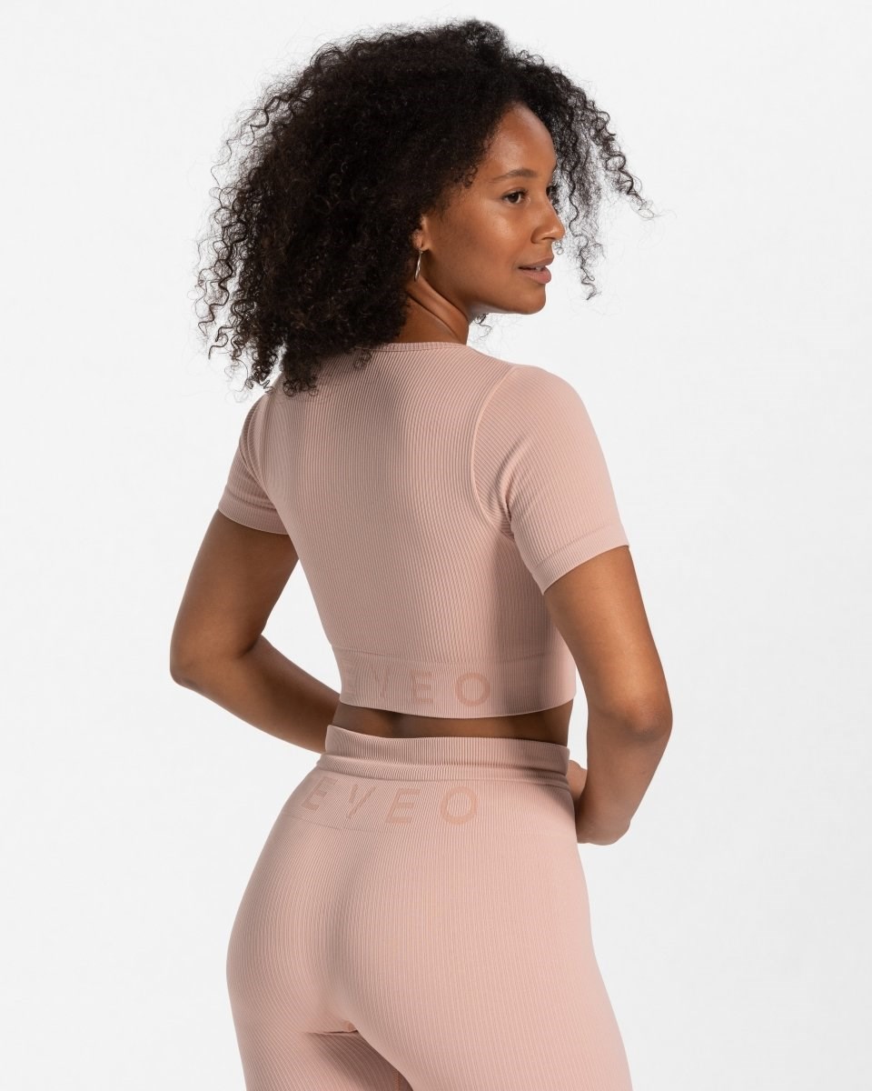 TEVEO Nervuré Crop Top Rose | 05736GCSU