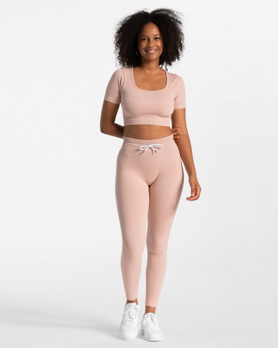 TEVEO Nervuré Crop Top Rose | 05736GCSU