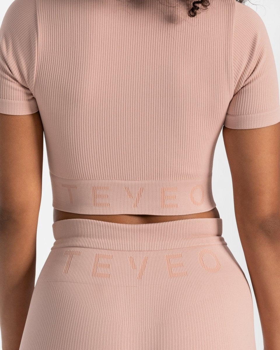 TEVEO Nervuré Crop Top Rose | 05736GCSU