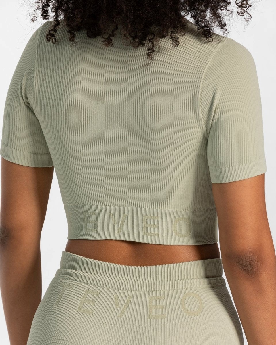 TEVEO Nervuré Crop Top Salbei | 20578OAXN