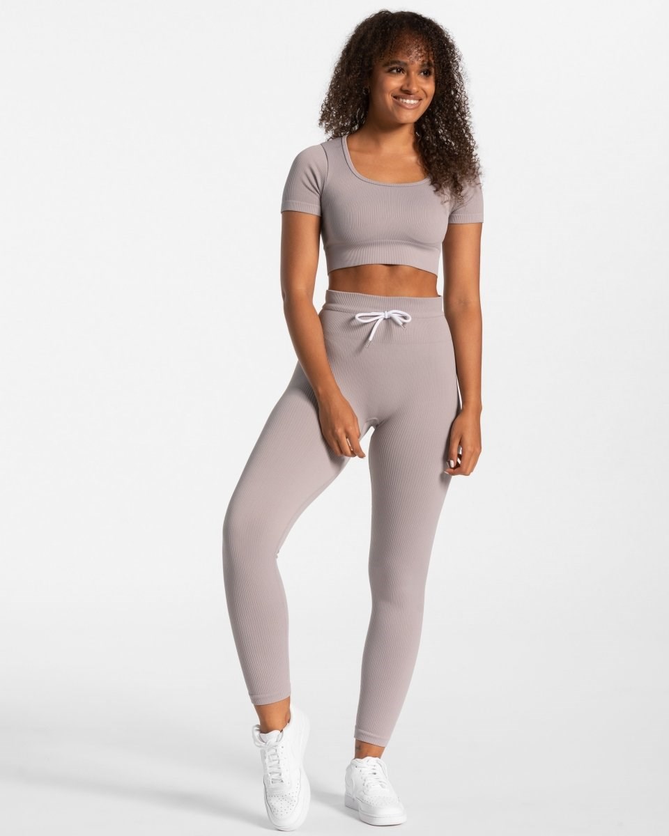 TEVEO Nervuré Crop Top Stone | 37426KAWN