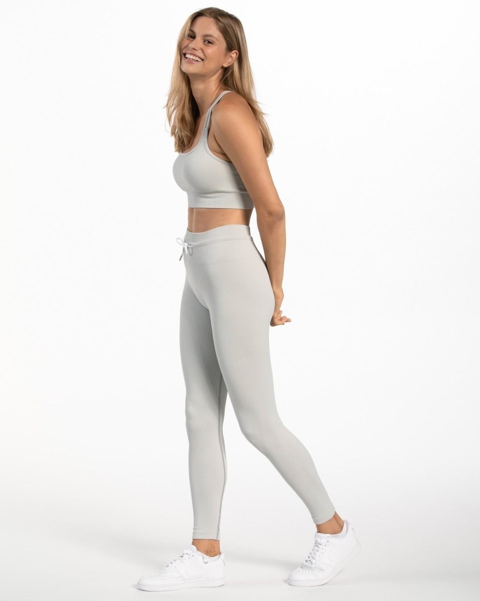 TEVEO Nervuré Leggings Grise Clair | 83190YXKA