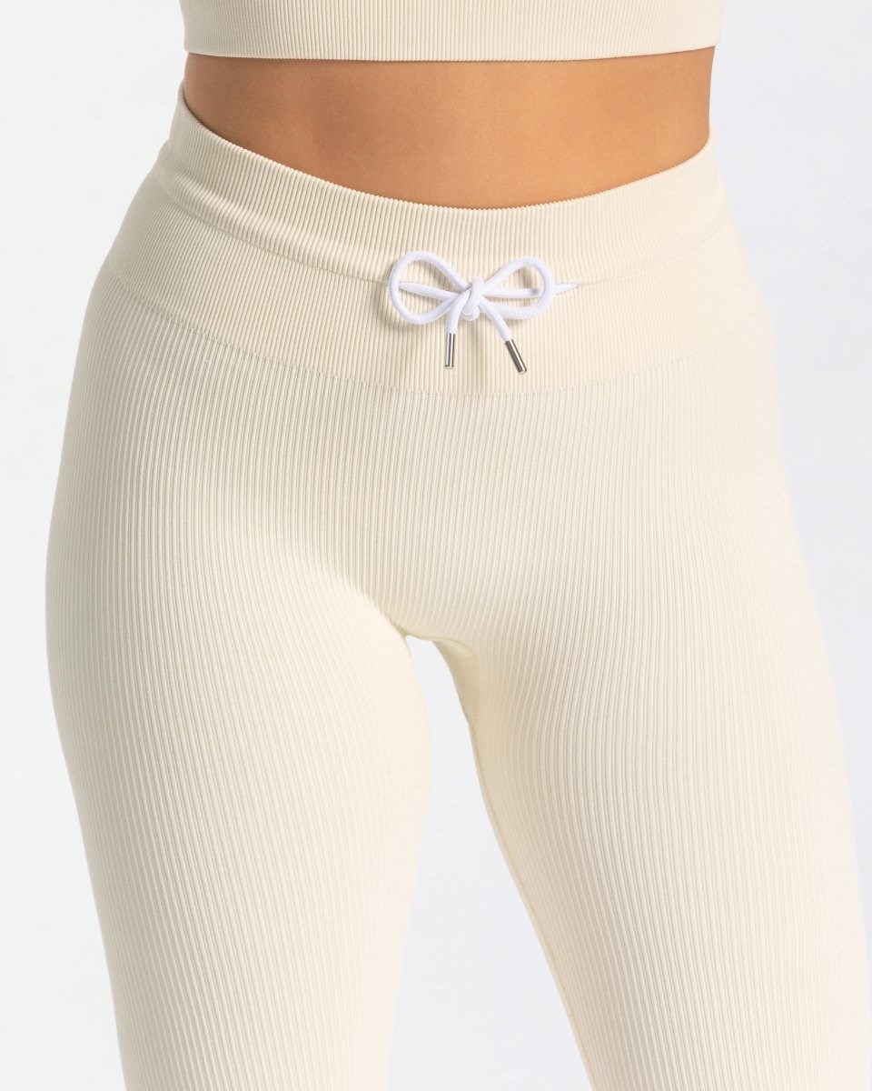 TEVEO Nervuré Leggings Ivory | 69203HVIJ