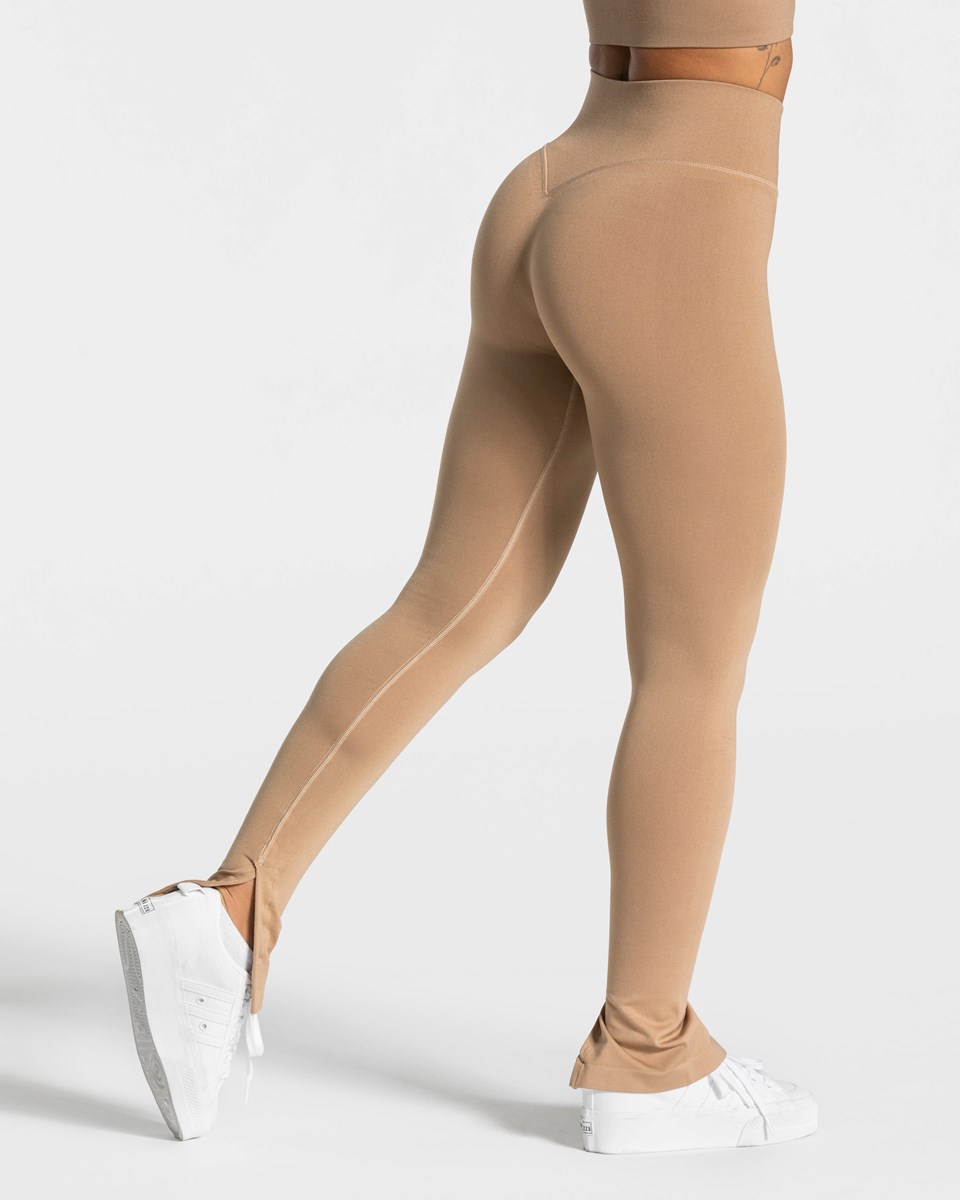 TEVEO Sassy Slit Leggings Beige | 08197TMFP