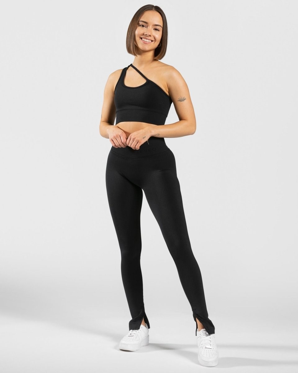 TEVEO Sassy Slit Leggings Noir | 01438HNSD