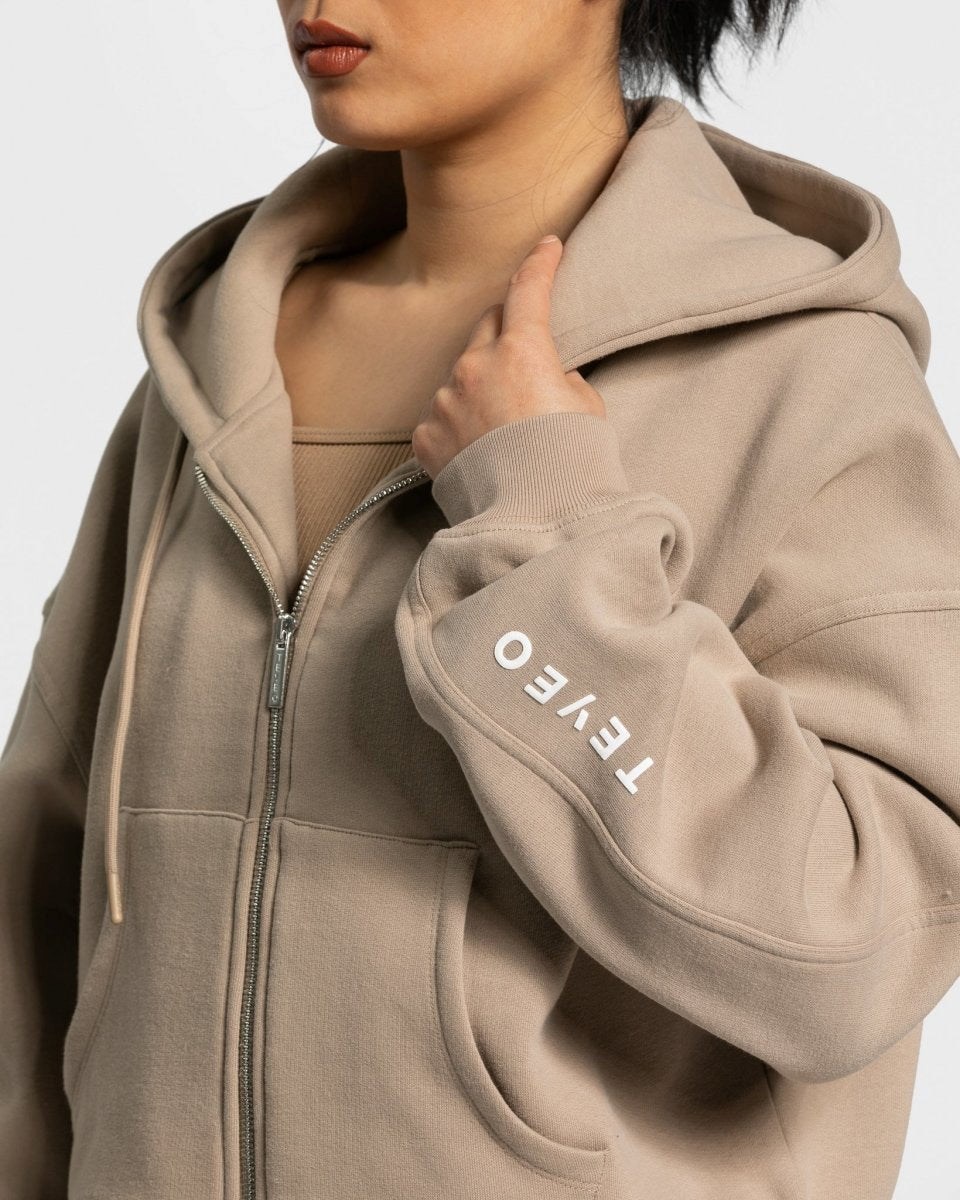 TEVEO Sassy Zip Hoodie Beige | 59063LDIP