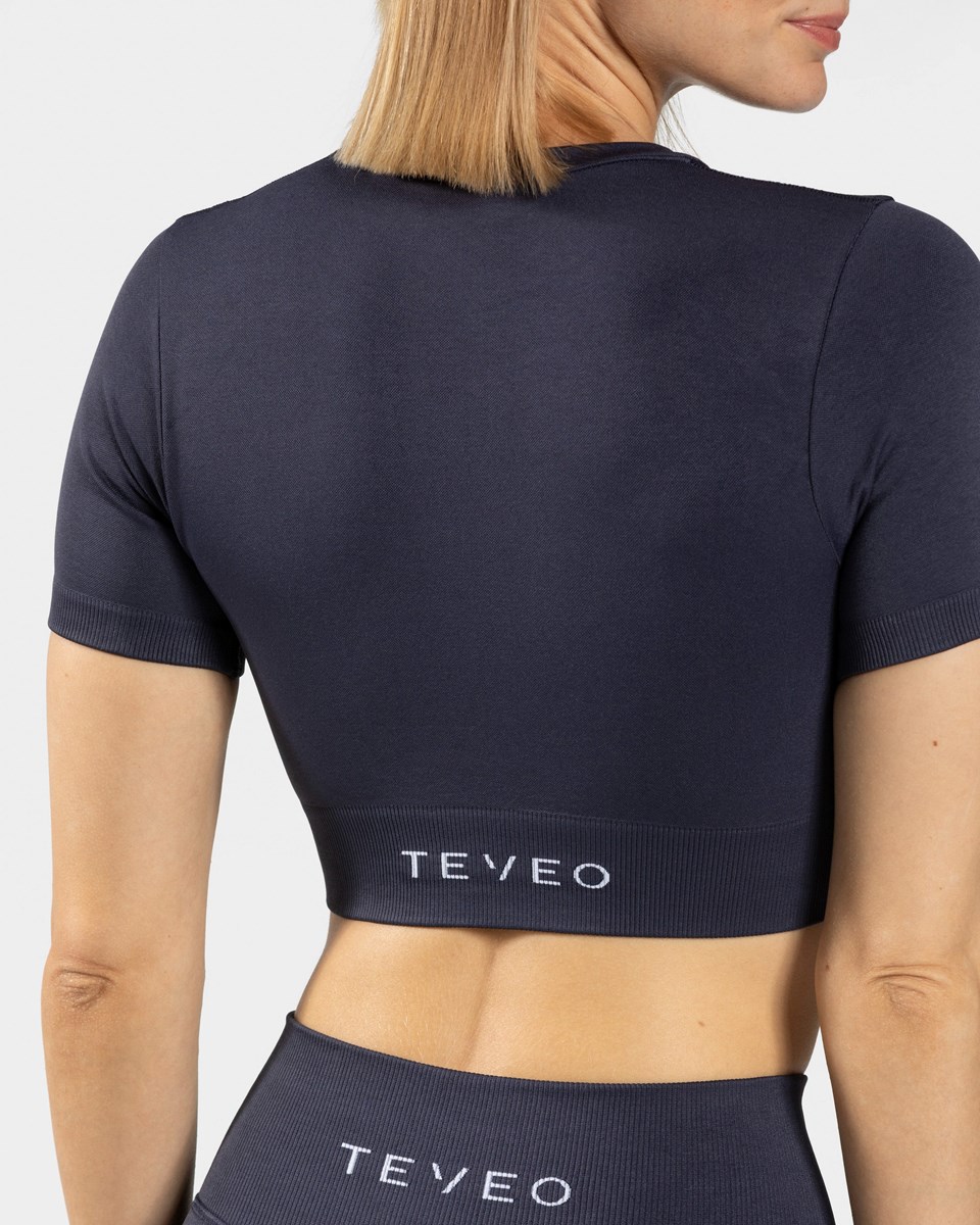 TEVEO Sensation Crop Top Bleu Foncé | 51284FHMC