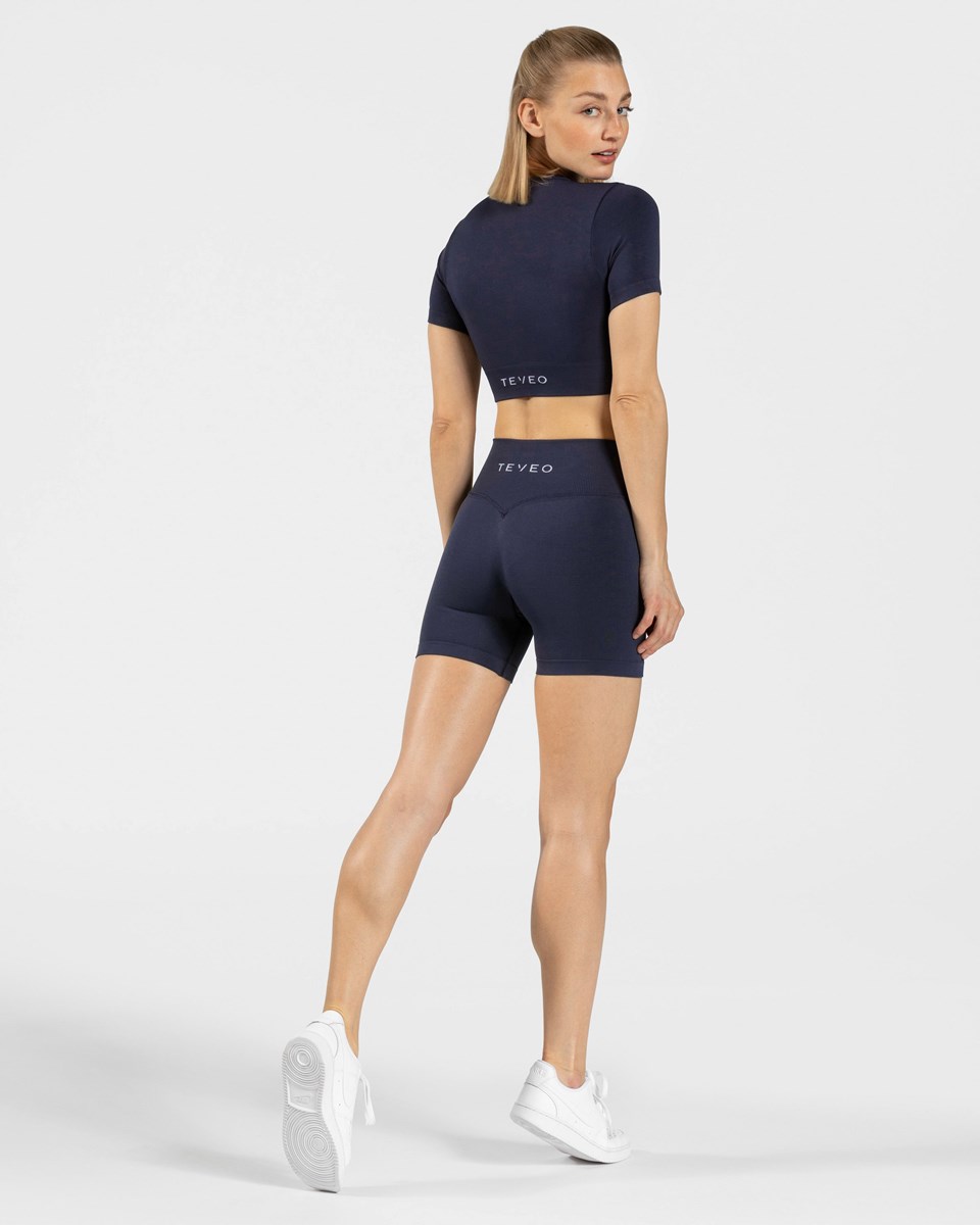 TEVEO Sensation Crop Top Bleu Foncé | 51284FHMC