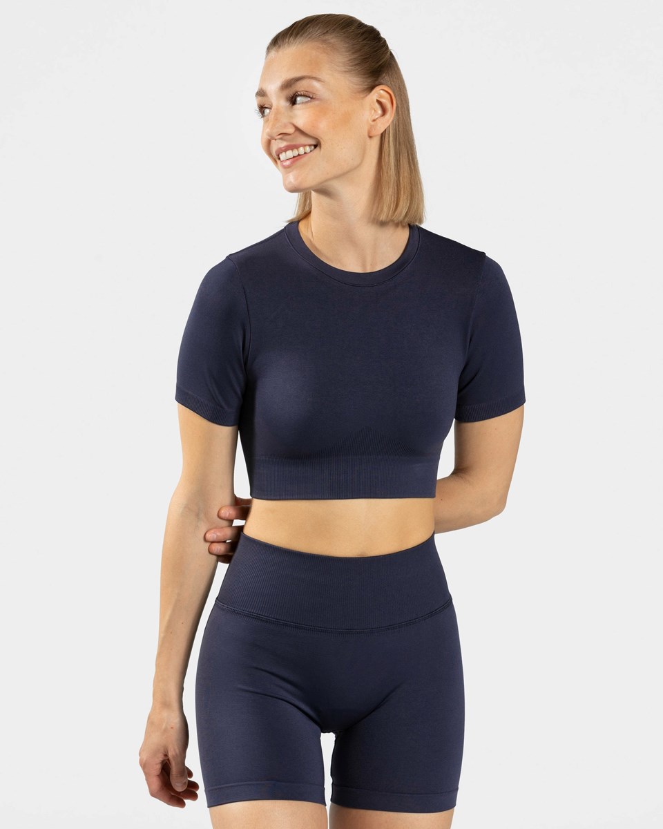 TEVEO Sensation Crop Top Bleu Foncé | 51284FHMC