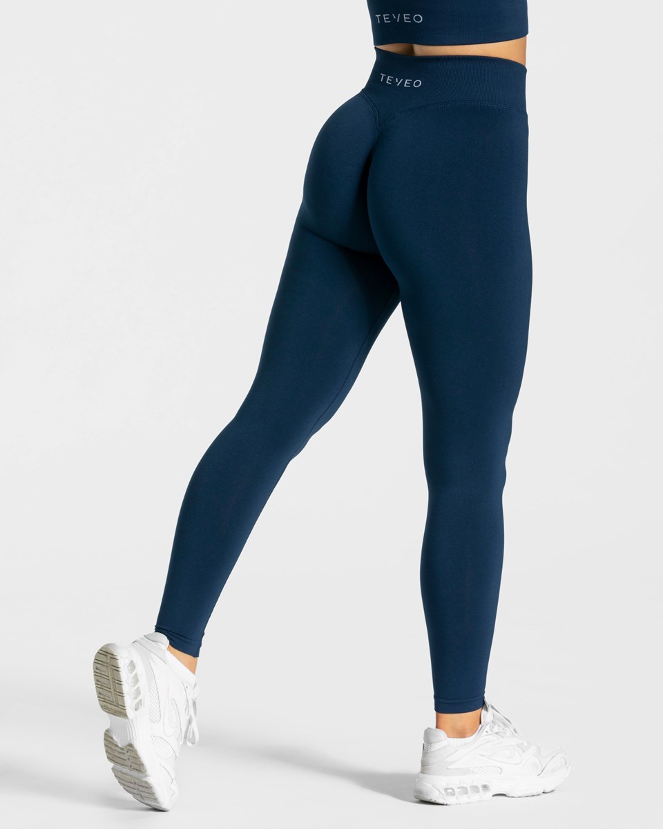 TEVEO Statement Scrunch Leggings Bleu Foncé | 57894RTOI