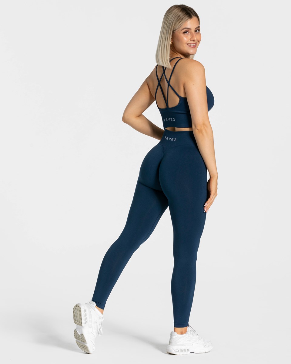 TEVEO Statement Scrunch Leggings Bleu Foncé | 57894RTOI