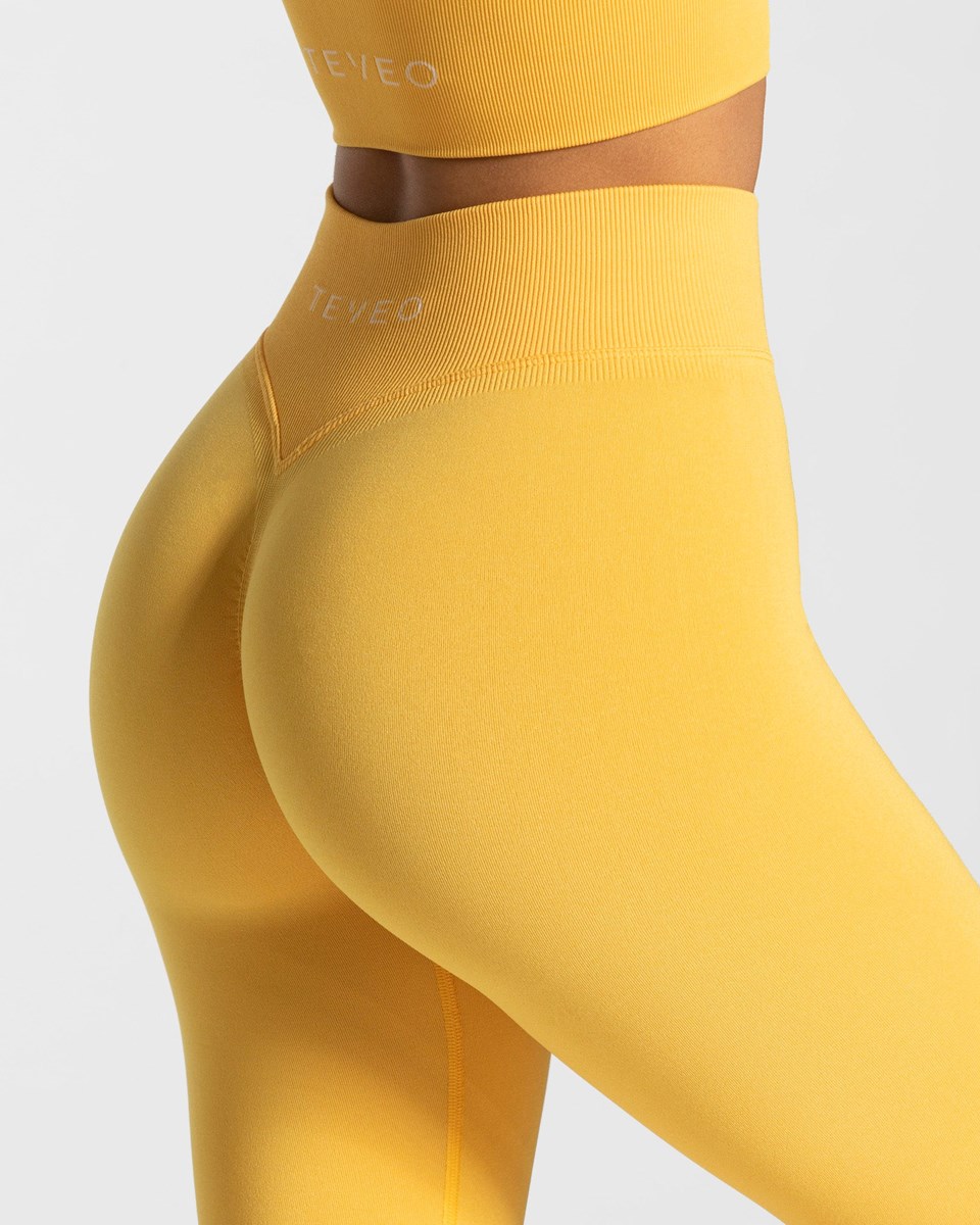 TEVEO Statement Scrunch Leggings Jaune | 40795NWFX