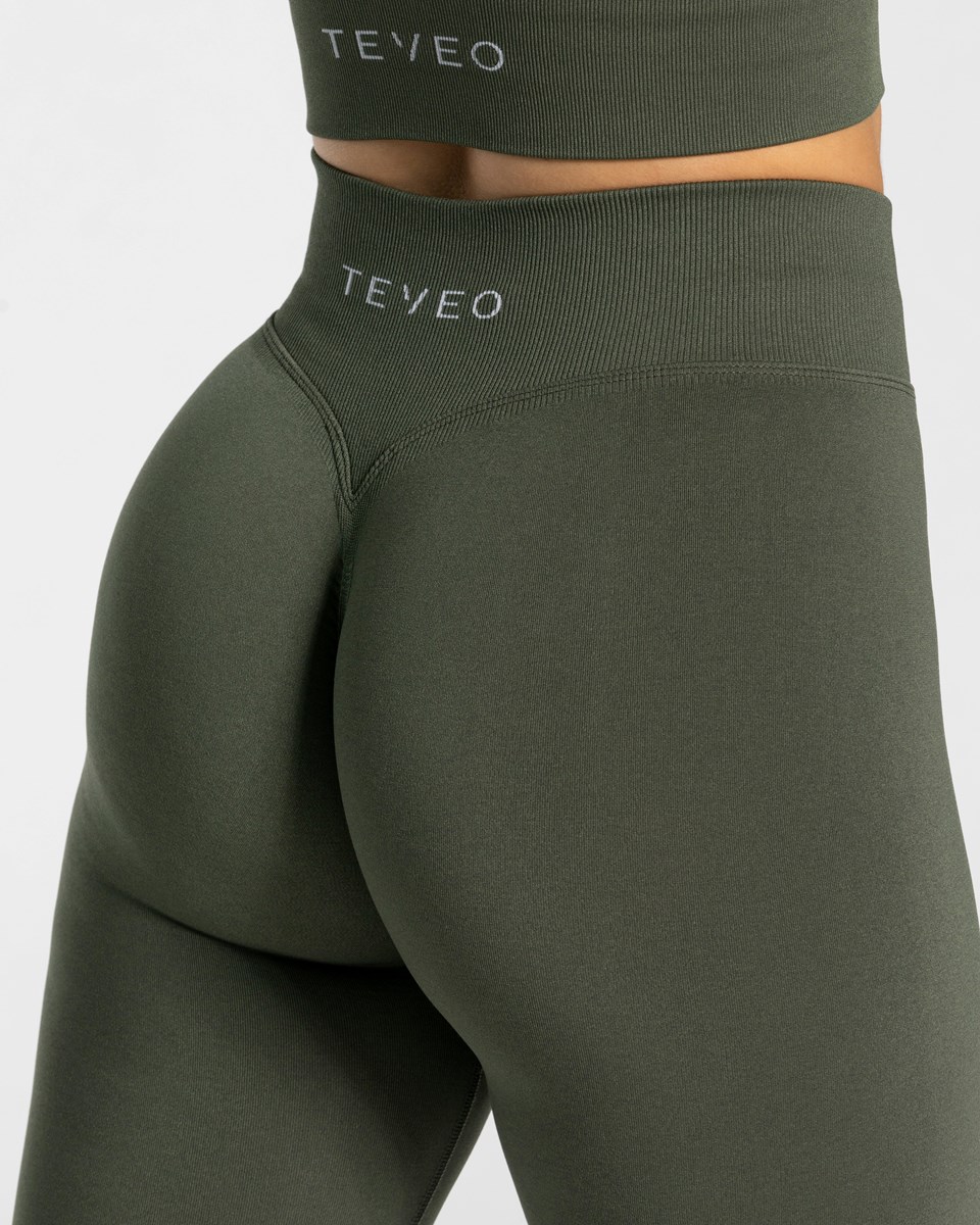 TEVEO Statement Scrunch Leggings Kaki | 24016RSMK