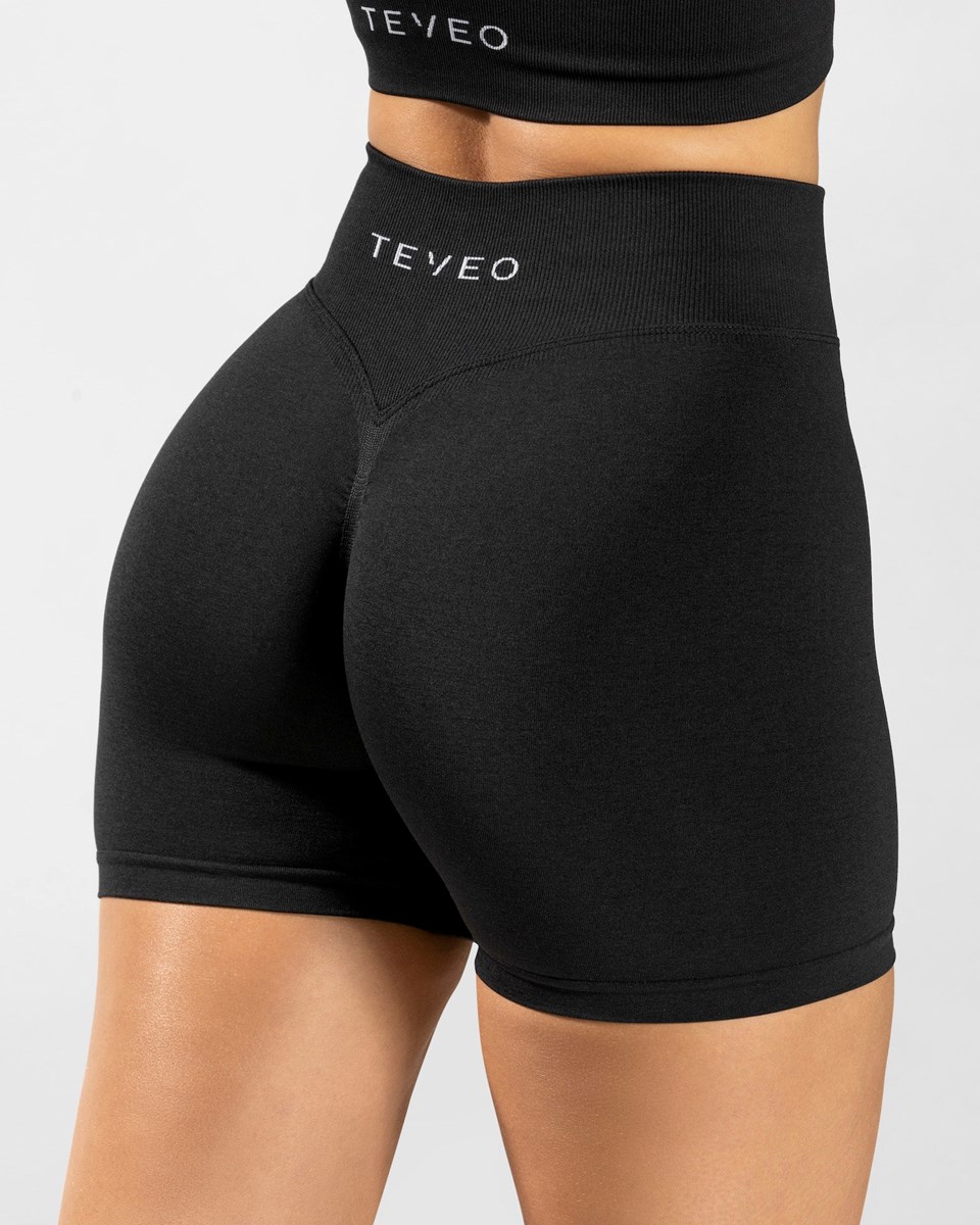 TEVEO Statement Scrunch Shorts Noir | 38215NQDV