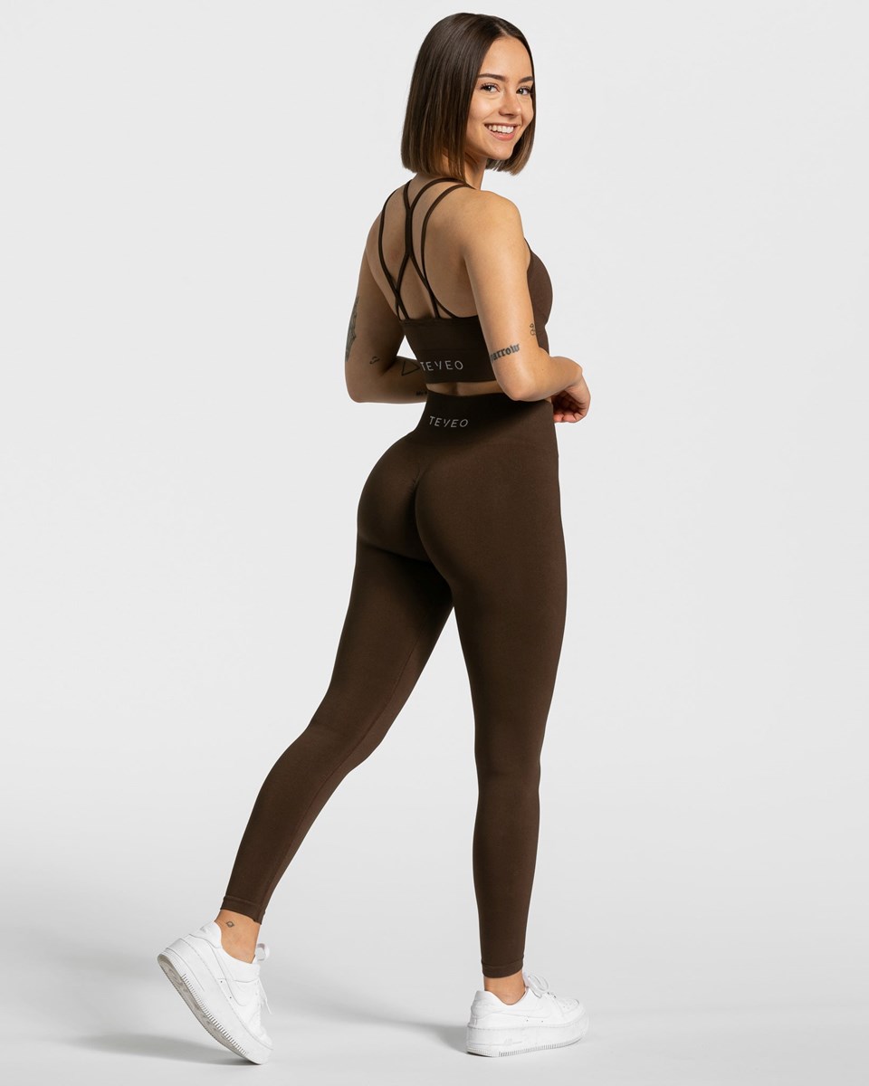 TEVEO Timeless Scrunch Leggings Marron Foncé | 07169WXMR