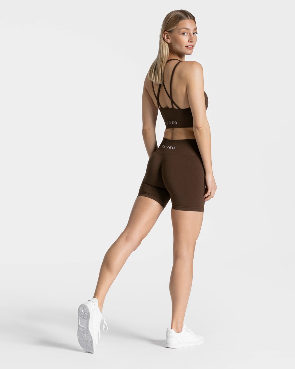 TEVEO Timeless Scrunch Shorts Marron Foncé | 54836WQYB