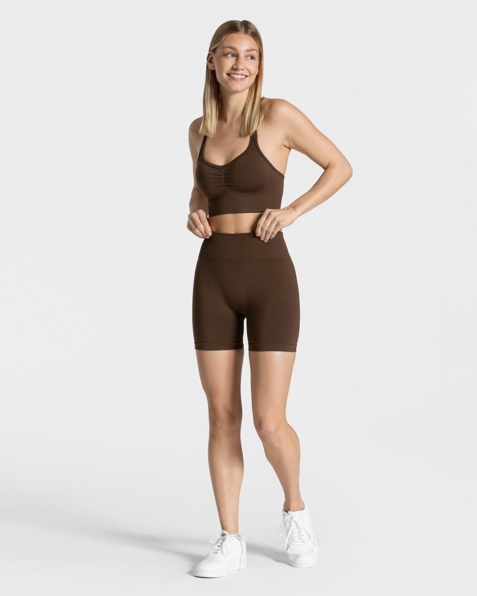 TEVEO Timeless Scrunch Shorts Marron Foncé | 54836WQYB