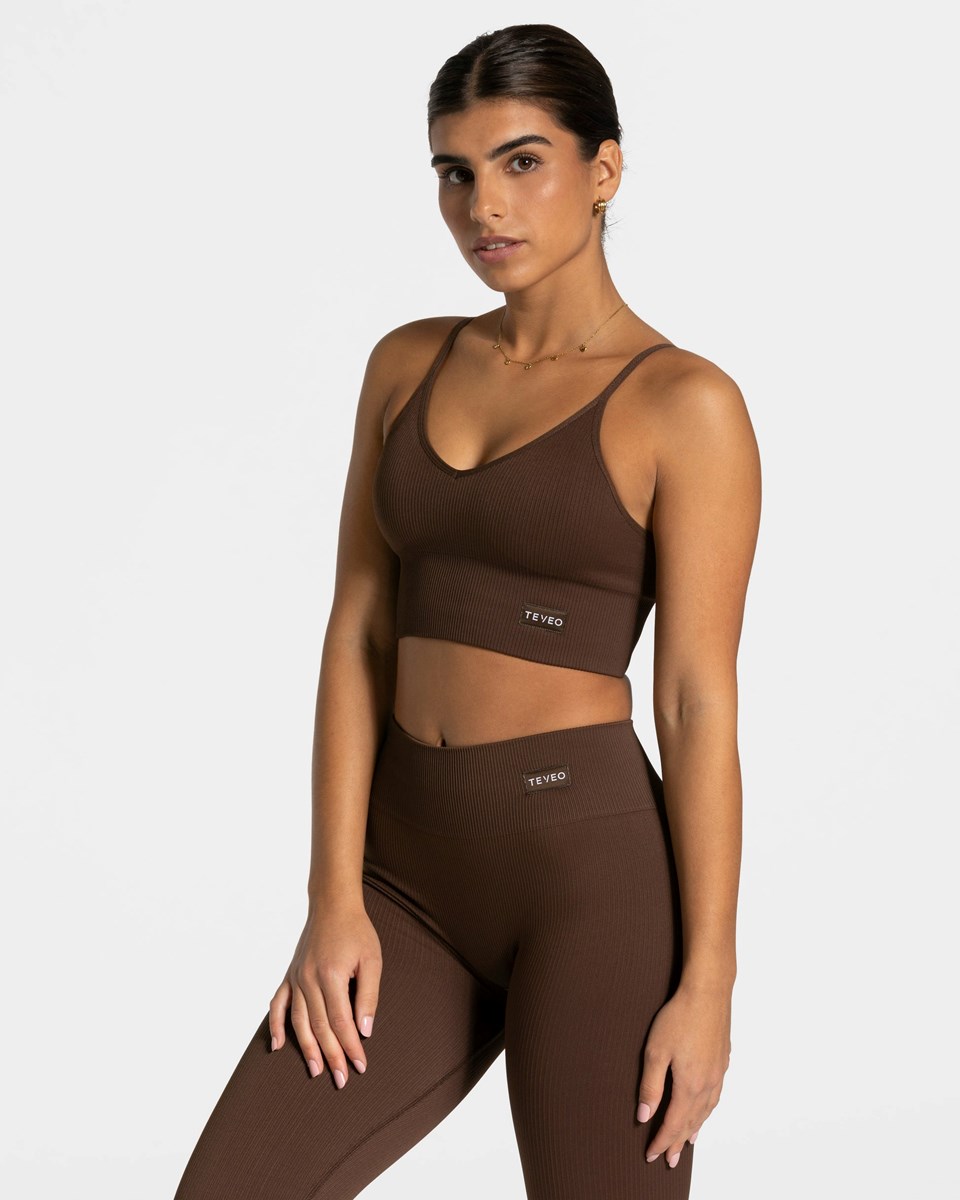 TEVEO Élégant Cross Top Marron Foncé | 85169JNLO