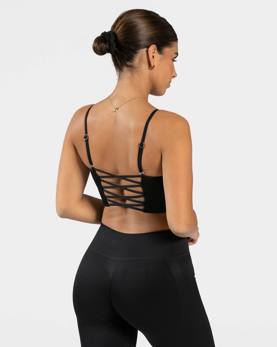 TEVEO Élégant Cross Top Noir | 87290MDLZ