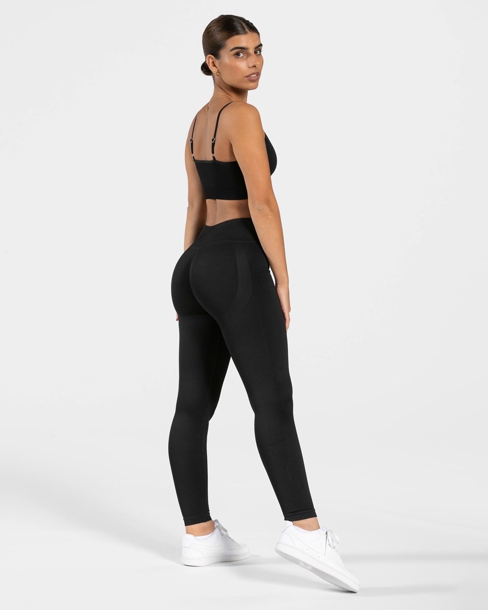 TEVEO Élégant Scrunch Leggings Noir | 70469ZTEB